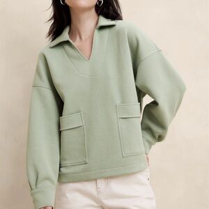 Banana Republic Scuba Patch Pocket Sweatshirt inSage Bouquet